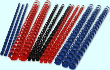 Plastikbinderücken US Teilung, A4, 21 Ringe 6 mm, rund, VE=100 St. | schwarz