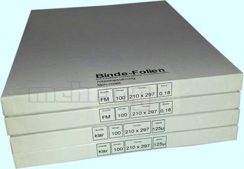 Deckblätter PET-Folie, hitzebeständig, für alle Heißbindeverfahren geeignet 0,18 mm, satin-matt, transparent